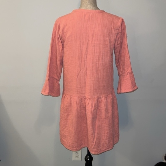 The Drop Women's Summer Gauze Bell Sleeve Mini Dress Size Small Color Rosette - Picture 9 of 14